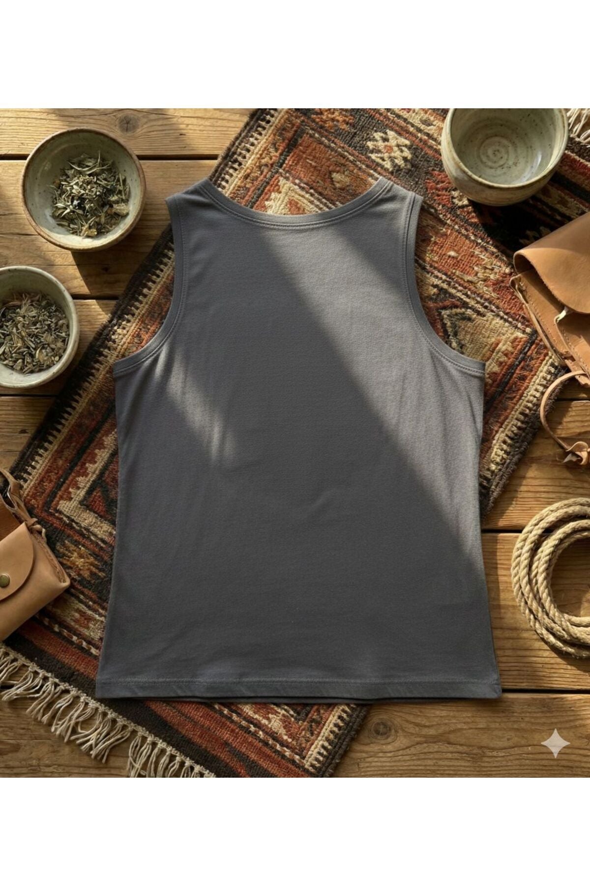 Etnik Desen Baskılı Kadın Omuzu Açık Kolsuz Askılı Tshirt