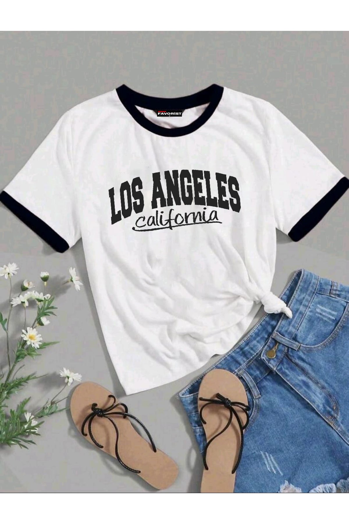 Tişört ( KARIŞIK BASKILI ) Biye Kol Detaylı Yazlık Pamuklu T-shirt