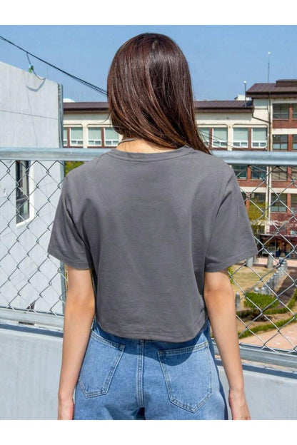 Crop Oversize Pamuklu Çiçekli Tişört