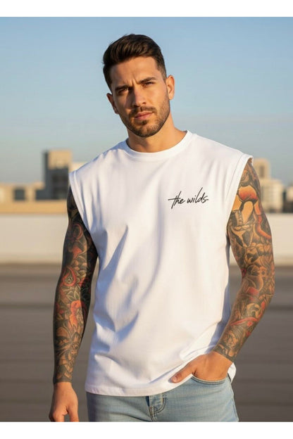 THE WILDS Baskılı Erkek Sıfır Kol Sporcu Kolsuz Tshirt