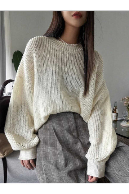 TRİKO Örme Oversize Bisiklet Yaka Kazak