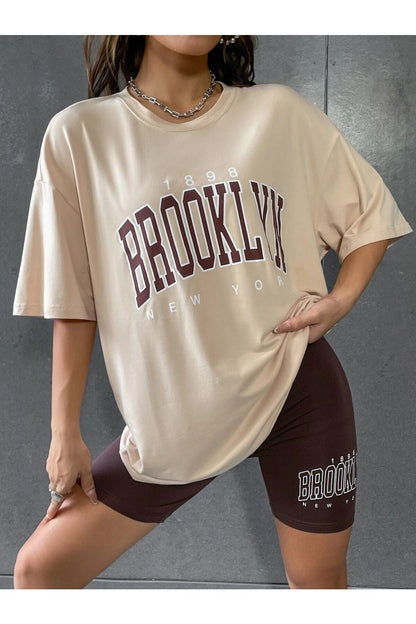BROOKLYN BASKILI BİSİKLET YAKA SPOR TSHİRT