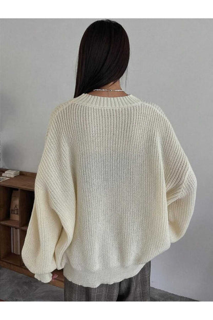 TRİKO Örme Oversize Bisiklet Yaka Kazak