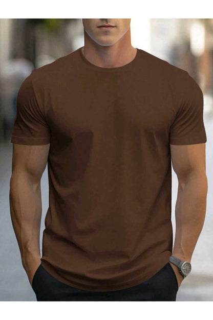 Erkek yazlık pamuklu Basic T-shirt Düz Model