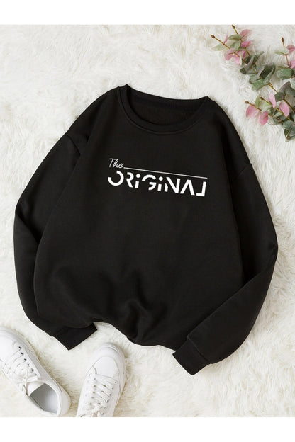 The Original Baskılı Bisiklet Yaka OVERSIZE Sweatshirt
