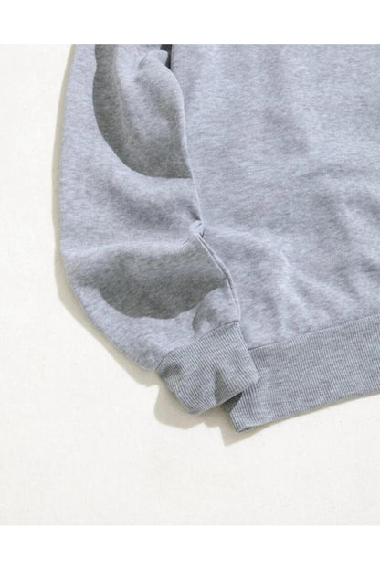 RUN Baskılı Bisiklet Yaka Pamuklu Sweatshirt