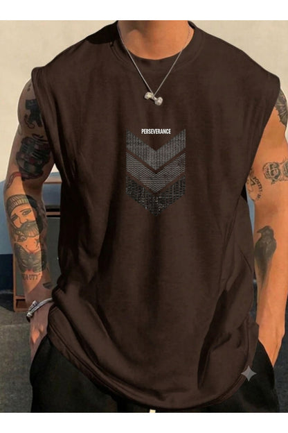 Perseverance Baskılı Kolsuz tshirt Erkek Sıfır Kol Giyim Spor Giyim Oversize T-SHİRT