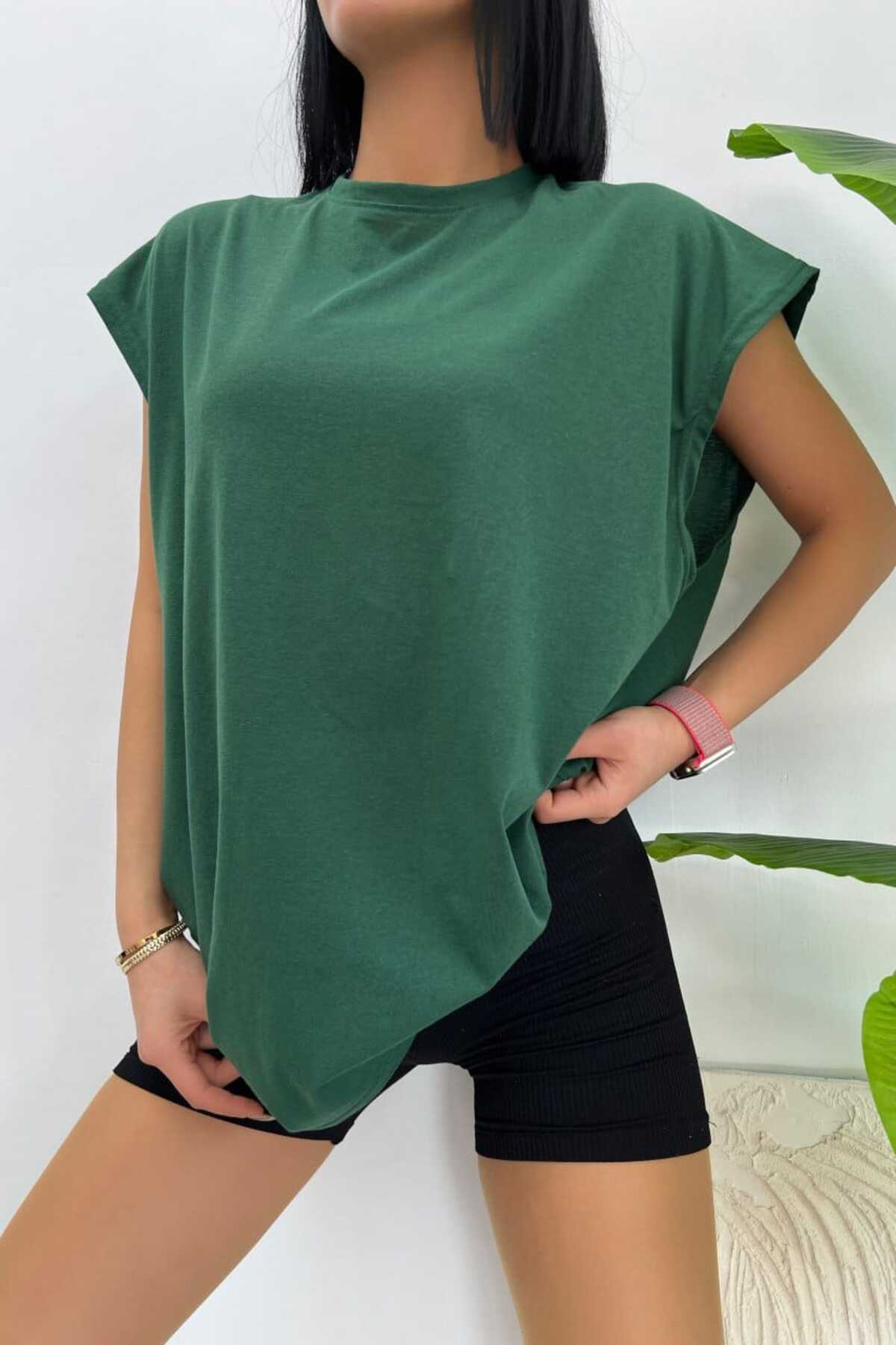 Düz Giy Çık Kadın Kolsuz Sıfır Kol Trend T-Shirt