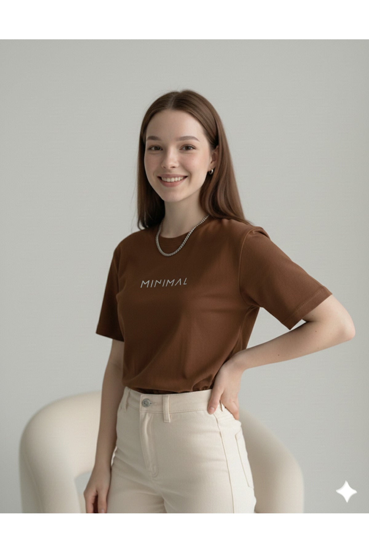 Minimal Kadın Pamuk Polyester Tshirt