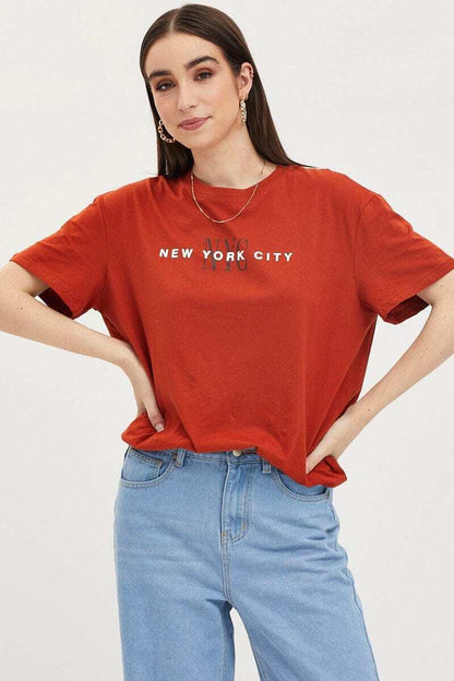 NEW YORK CITY Nyc Baskılı Unisex Kısa Kol (Oversize) Tshirt
