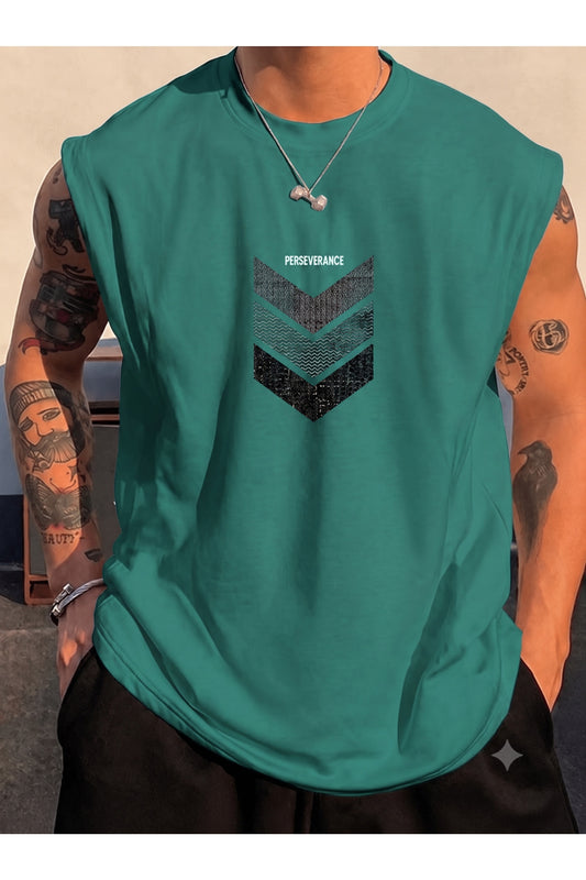 Perseverance Baskılı Kolsuz tshirt Erkek Sıfır Kol Giyim Spor Giyim Oversize T-SHİRT