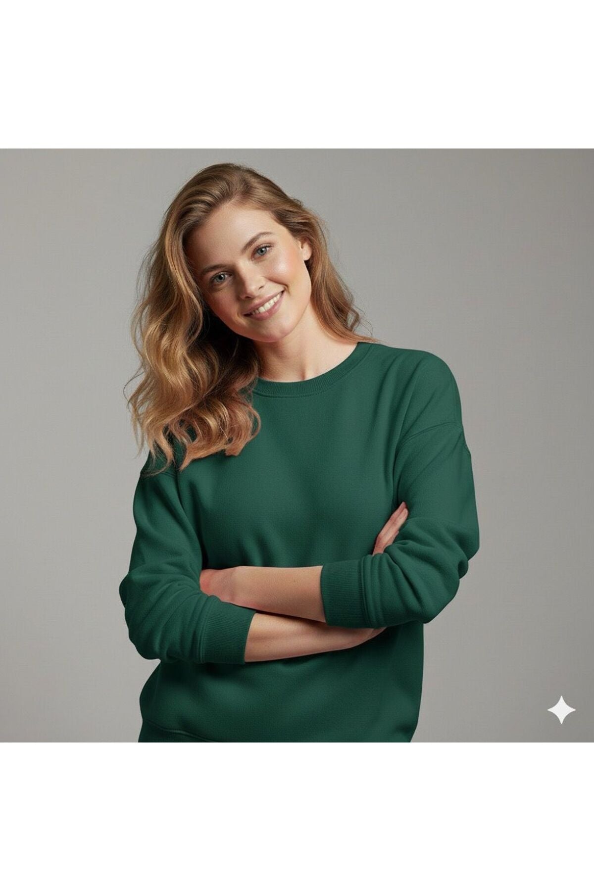Basic Bisiklet Yaka Kadın Sweatshirt