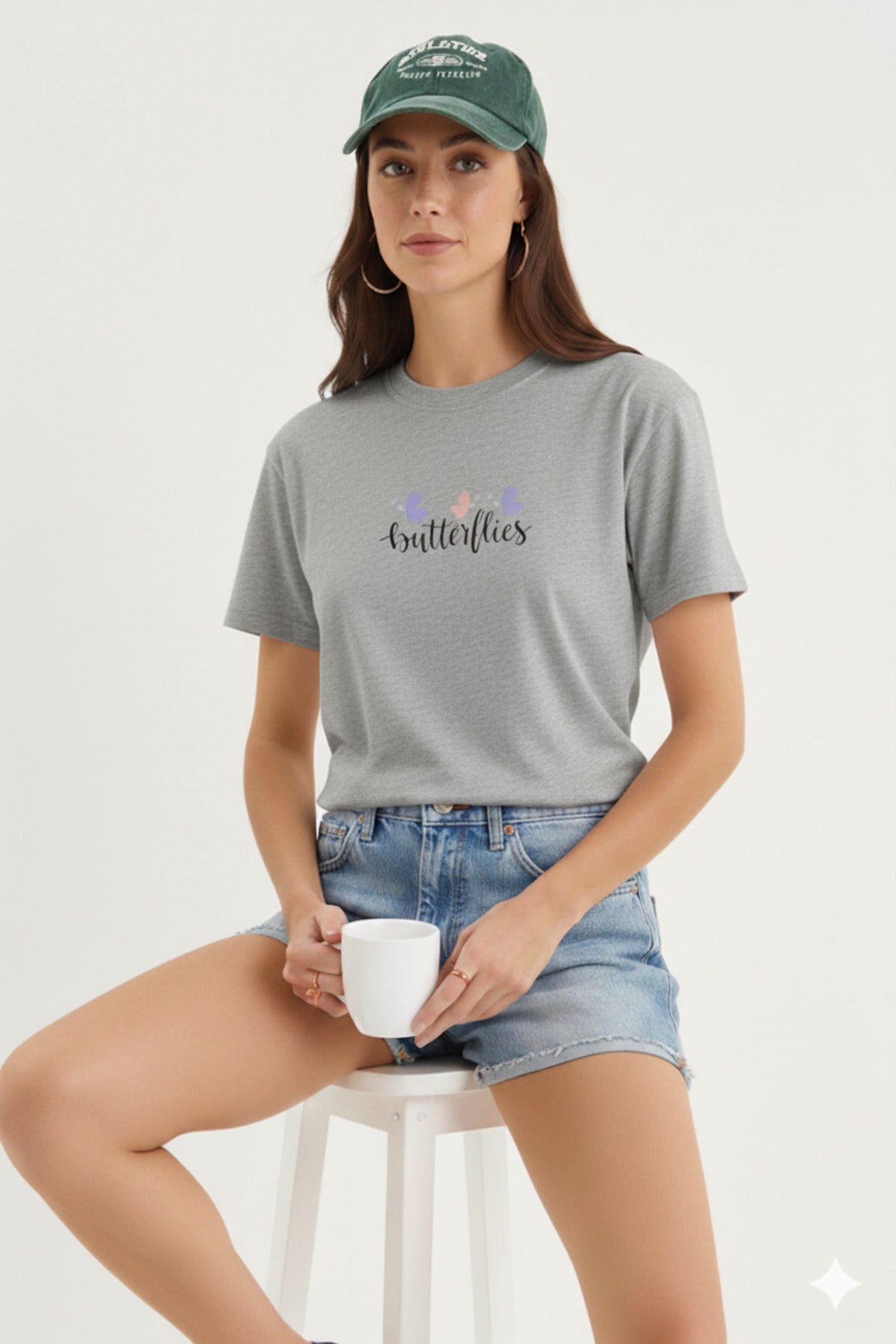 Butterflies Yeni Basklı Kadın T-Shirt