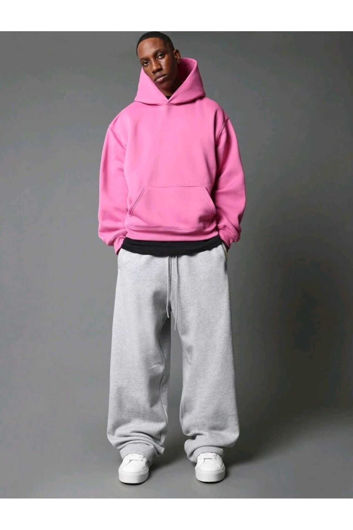 Unisex Basic Baskısız Pamuklu Oversize Kapüşonlu