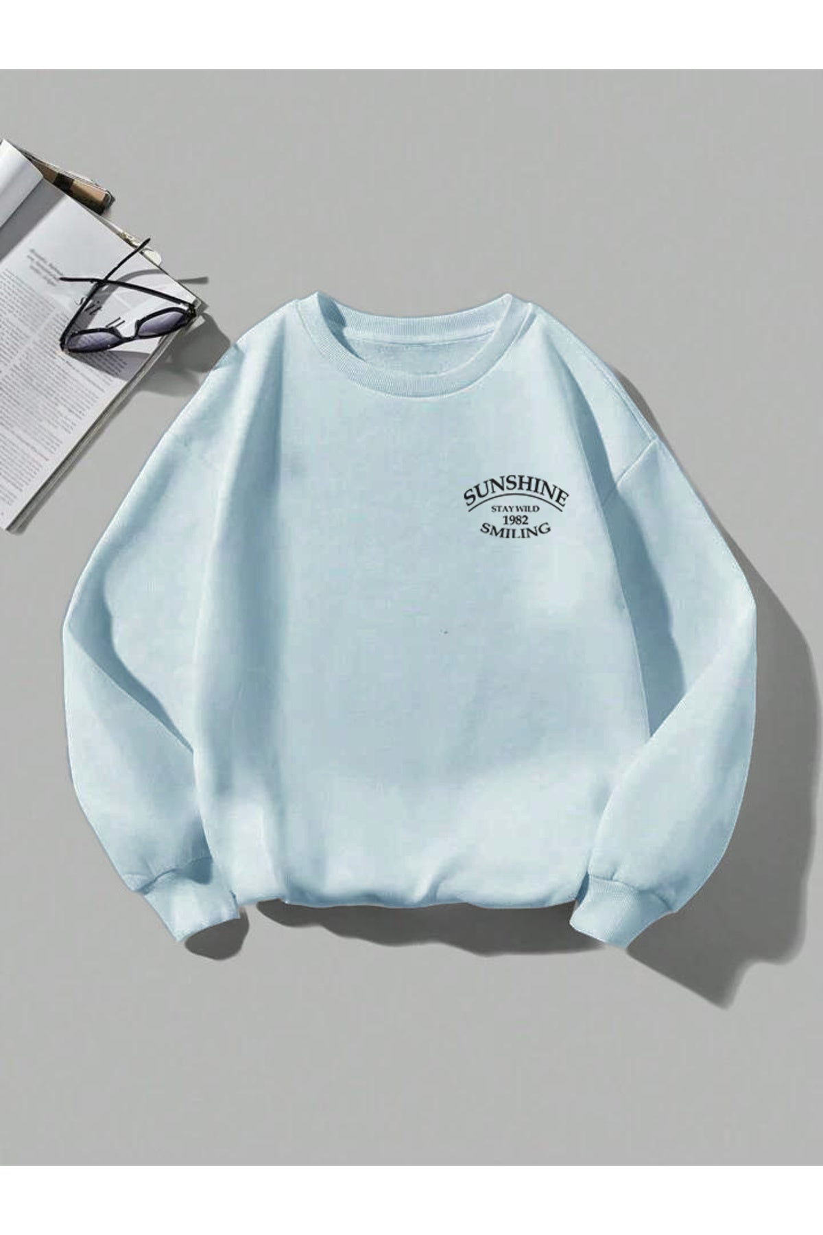 Sweatshirt Sunshine Baskılı Bisiklet Yaka