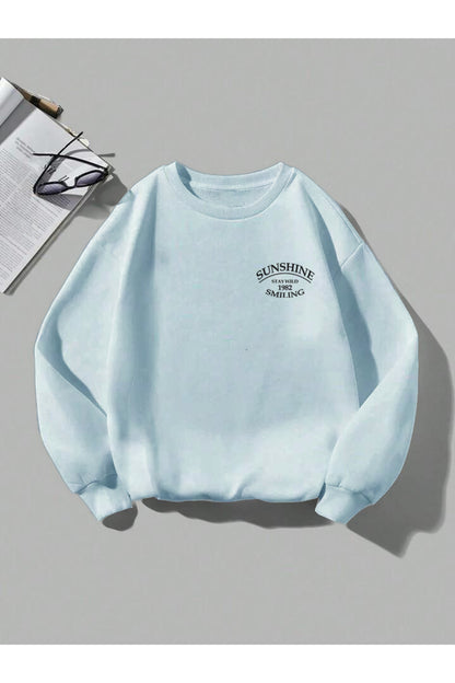 Sweatshirt Sunshine Baskılı Bisiklet Yaka