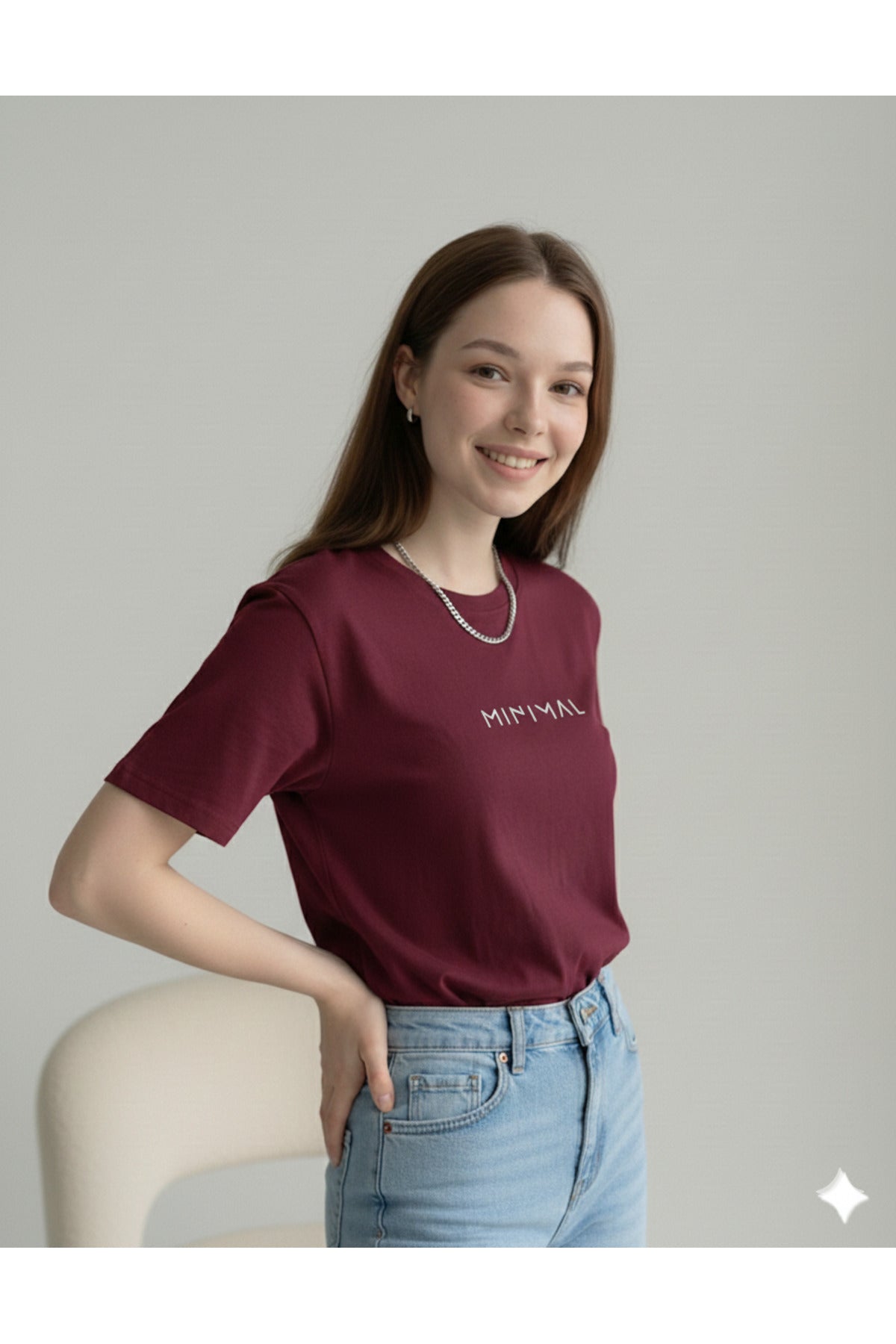 Minimal Kadın Pamuk Polyester Tshirt