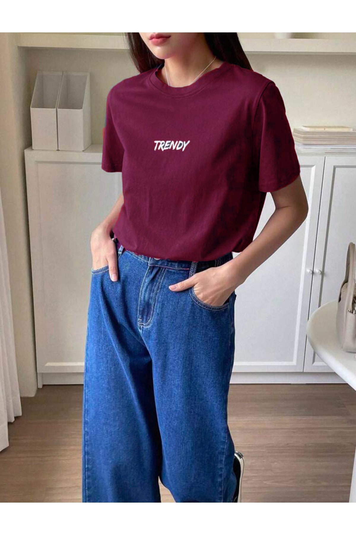 TRENDY Baskılı Oversize Geniş Kalıp Pamuklu T-shirt Unisex