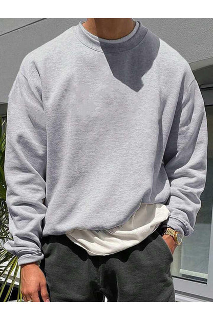 Düz Bisiklet Yaka Sweatshirt Baskısız Geniş Kalıp