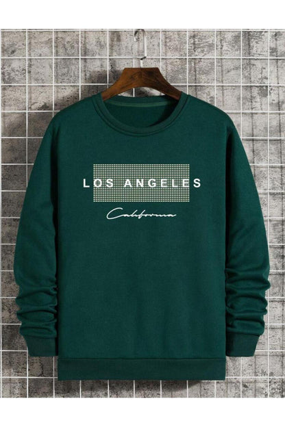 Los Angeles California Baskılı Bisiklet Yaka Pamuklu Sweatshirt