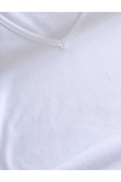 Kadın Yazlık V Yaka Tshirt Regular Fit Kalıp Düz Basic