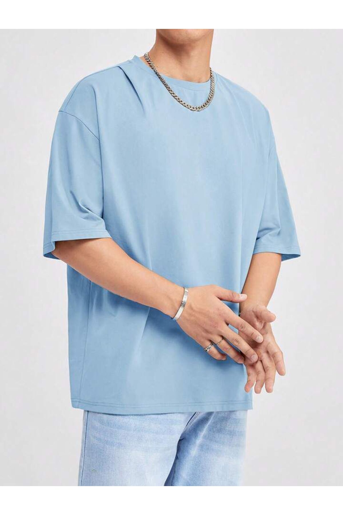 Erkek Giyim Rahat Kesim  Pamuklu Kısa Kol (Oversize) Tshirt