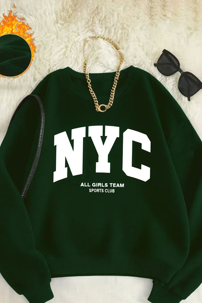 NYC ALL GİRLS TEAM BASKILI SWEATSHİRT