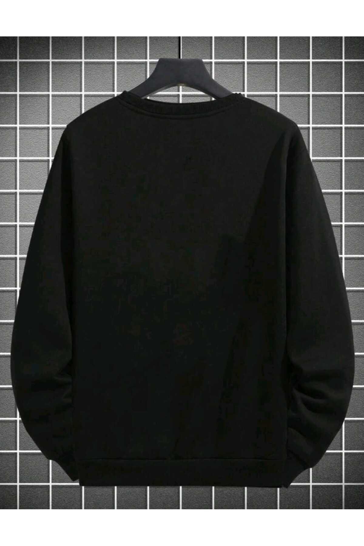 MIX baskılı pamuklu unisex oversize kalıp bisiklet yaka sweatshirt erkek giyim sweat