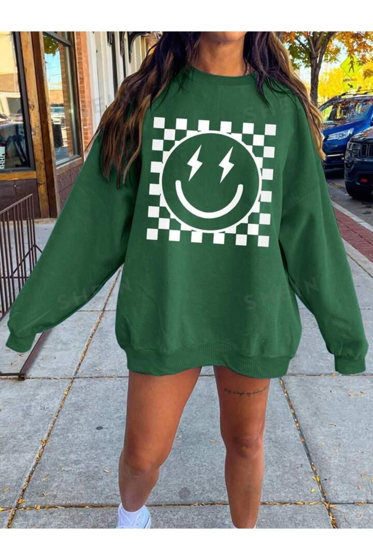 DAMALI SMİLE Baskılı Bisiklet Yaka OVERSIZE Sweatshirt