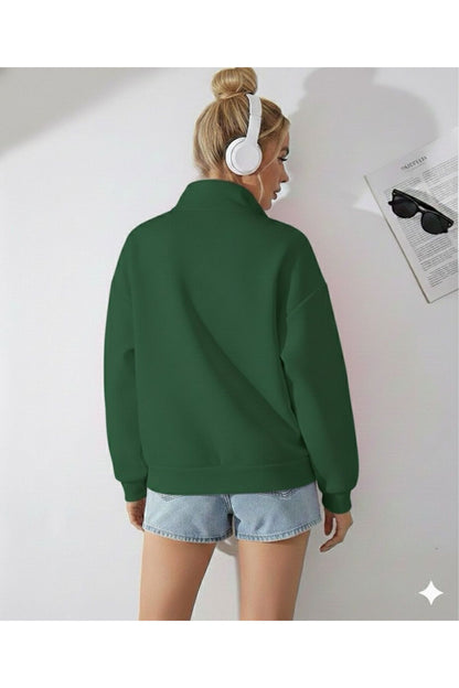 DİK YAKA SOFT KUMAŞ KADIN SWEATSHİRT