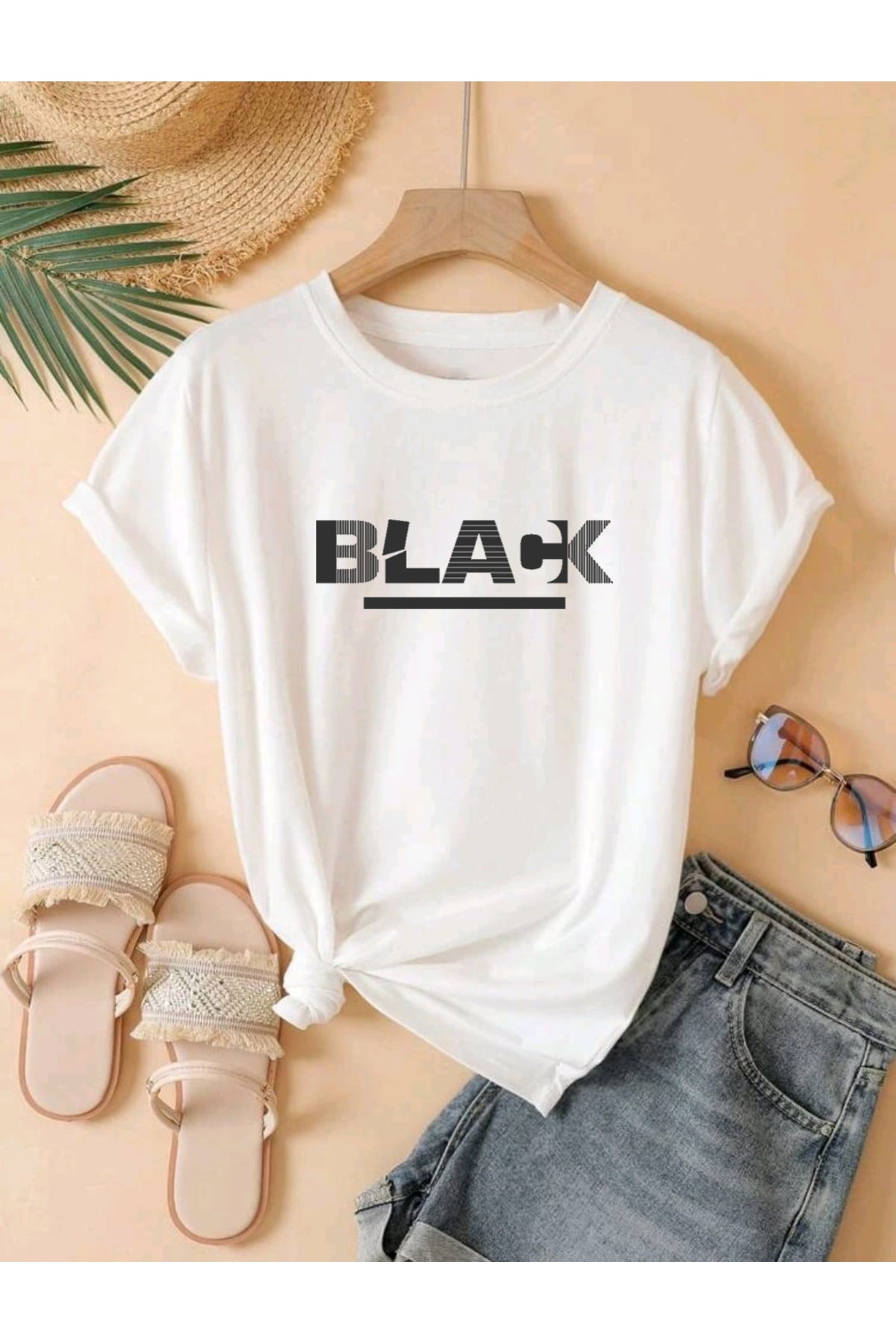 BLACK Baskılı UNISEX YAZLIK Pamuklu Kısa Kol Tshirt