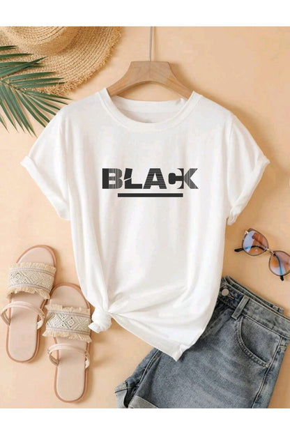 BLACK Baskılı UNISEX YAZLIK Pamuklu Kısa Kol Tshirt