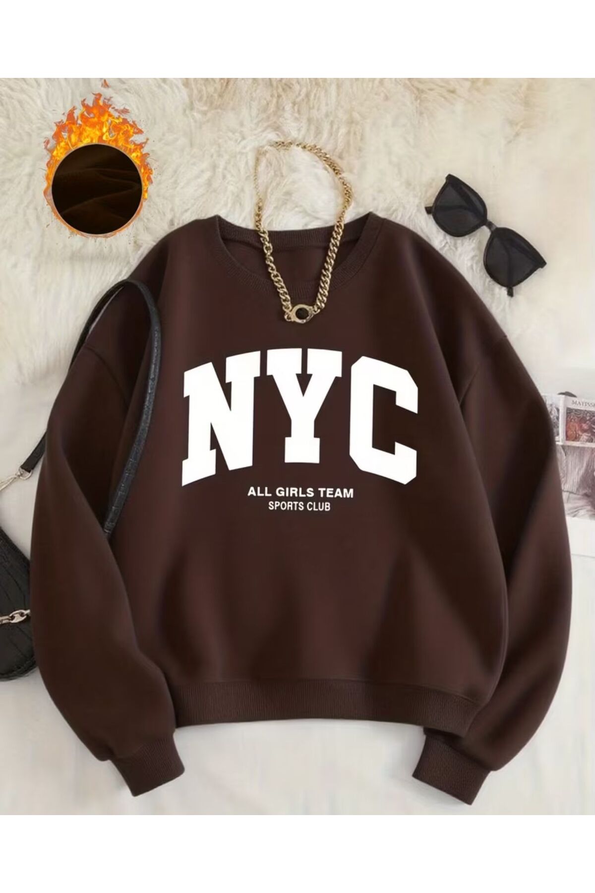 NYC ALL GİRLS TEAM BASKILI SWEATSHİRT