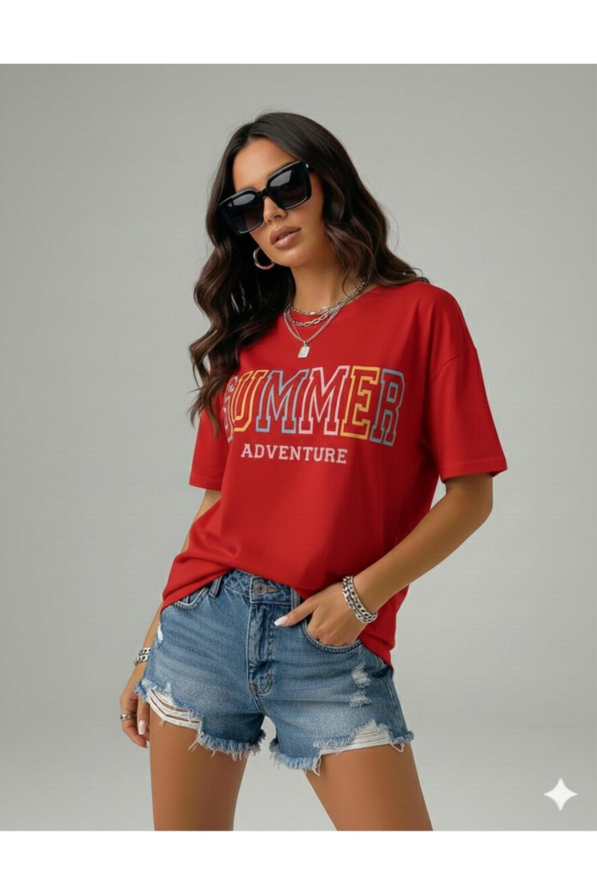 SUMMER Yazlık Pamuklu Kadın T-Shirt
