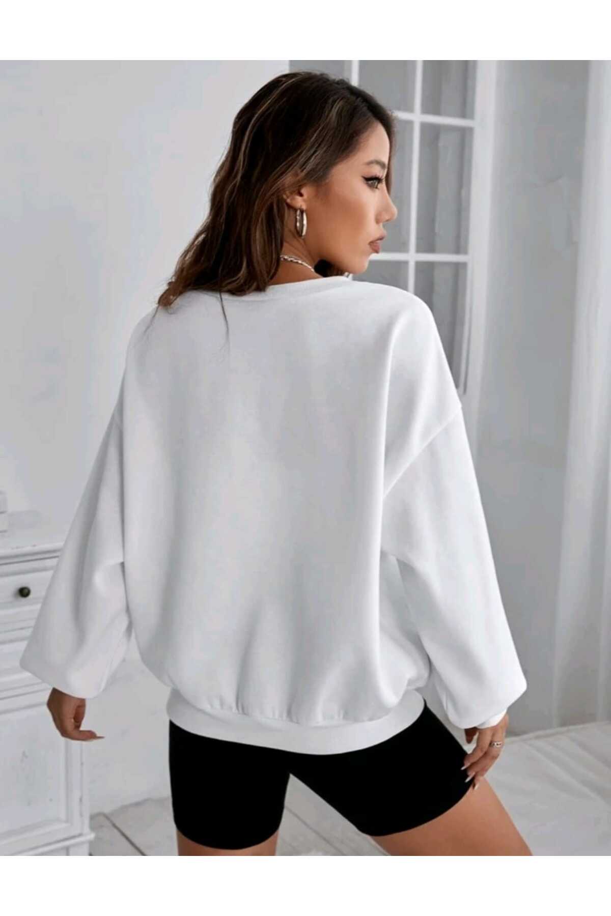 PRETTY GIRL Baskılı Süper Kalite Bisiklet Yaka Sweatshirt