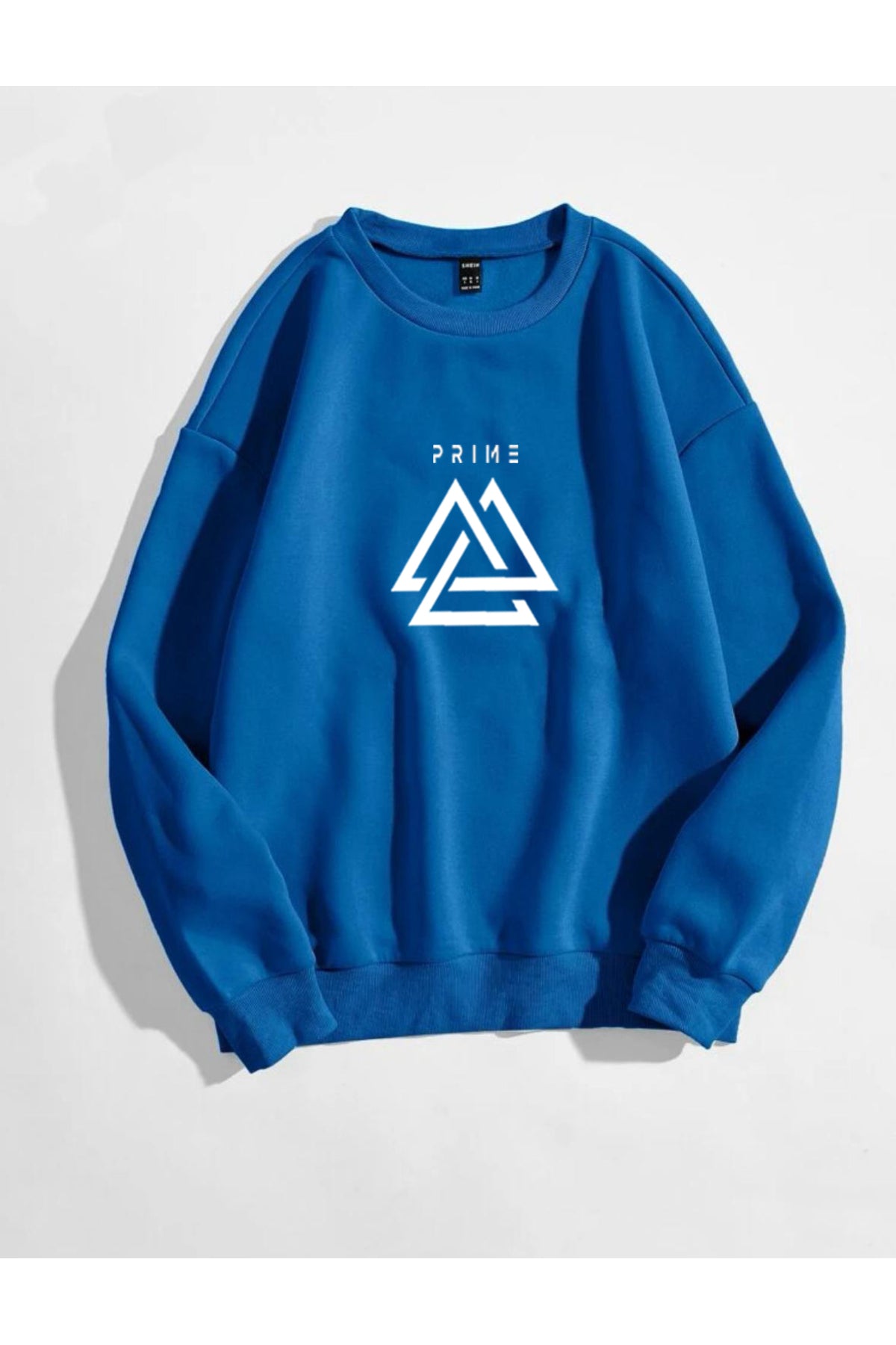 Prime Baskılı Bisiklet Yaka Sweatshirt