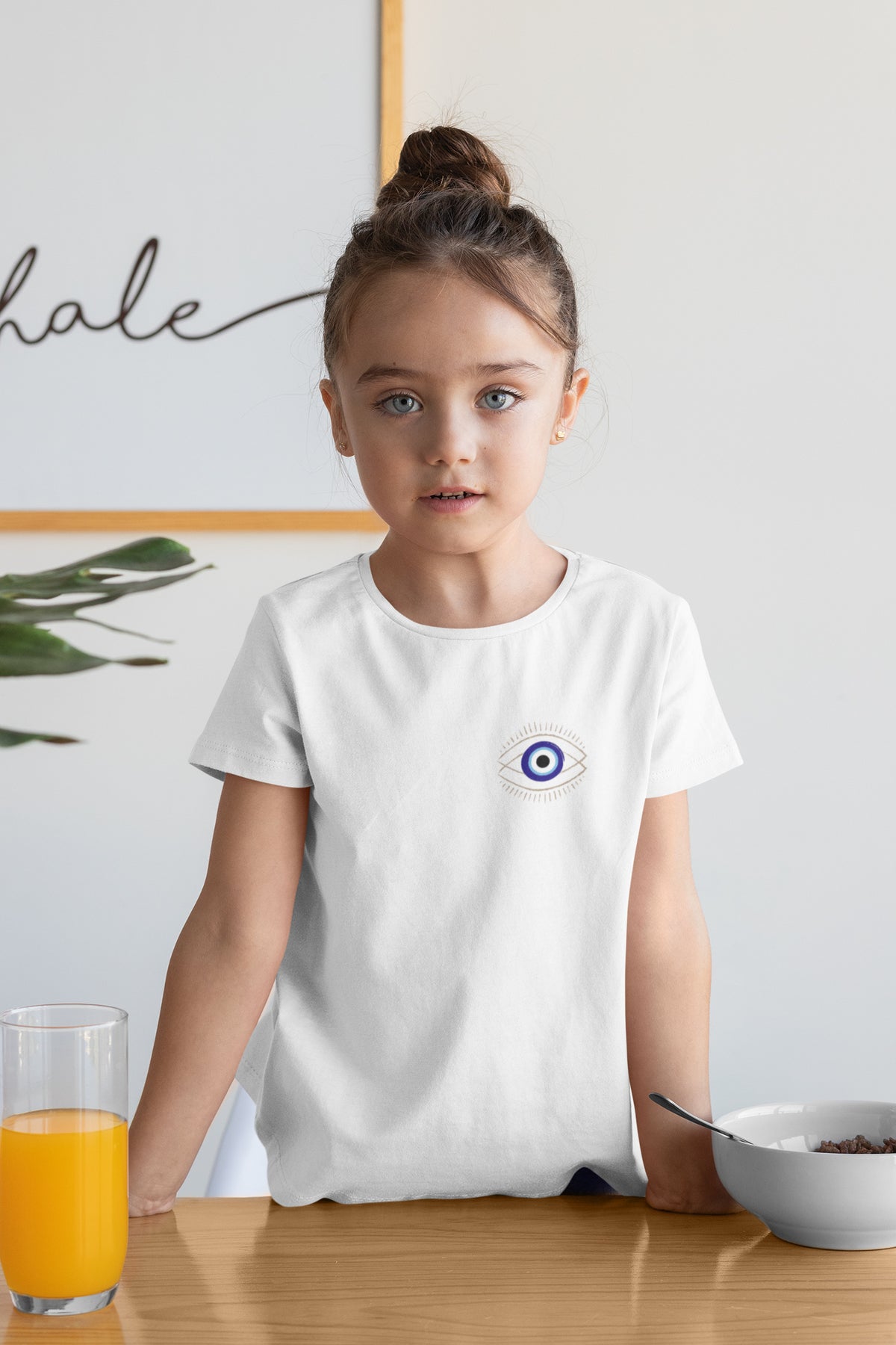 Kız Çocuk Relax (NAZAR BONCUĞU) Baskılı Bisiklet Yaka Pamuklu T-shirt
