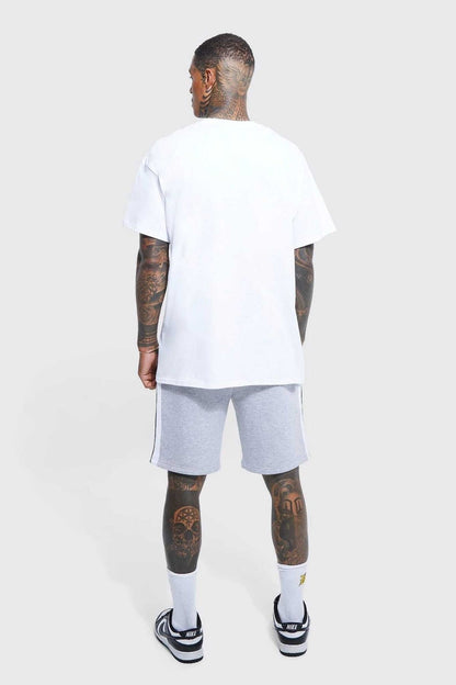 Nebraska Baskılı Oversize Bisiklet Yaka Beyaz Pamuk Tshirt