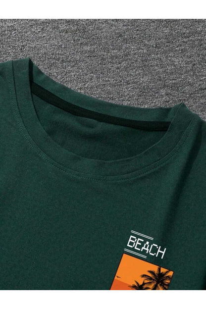 Beach Baskılı Erkek T-shirt