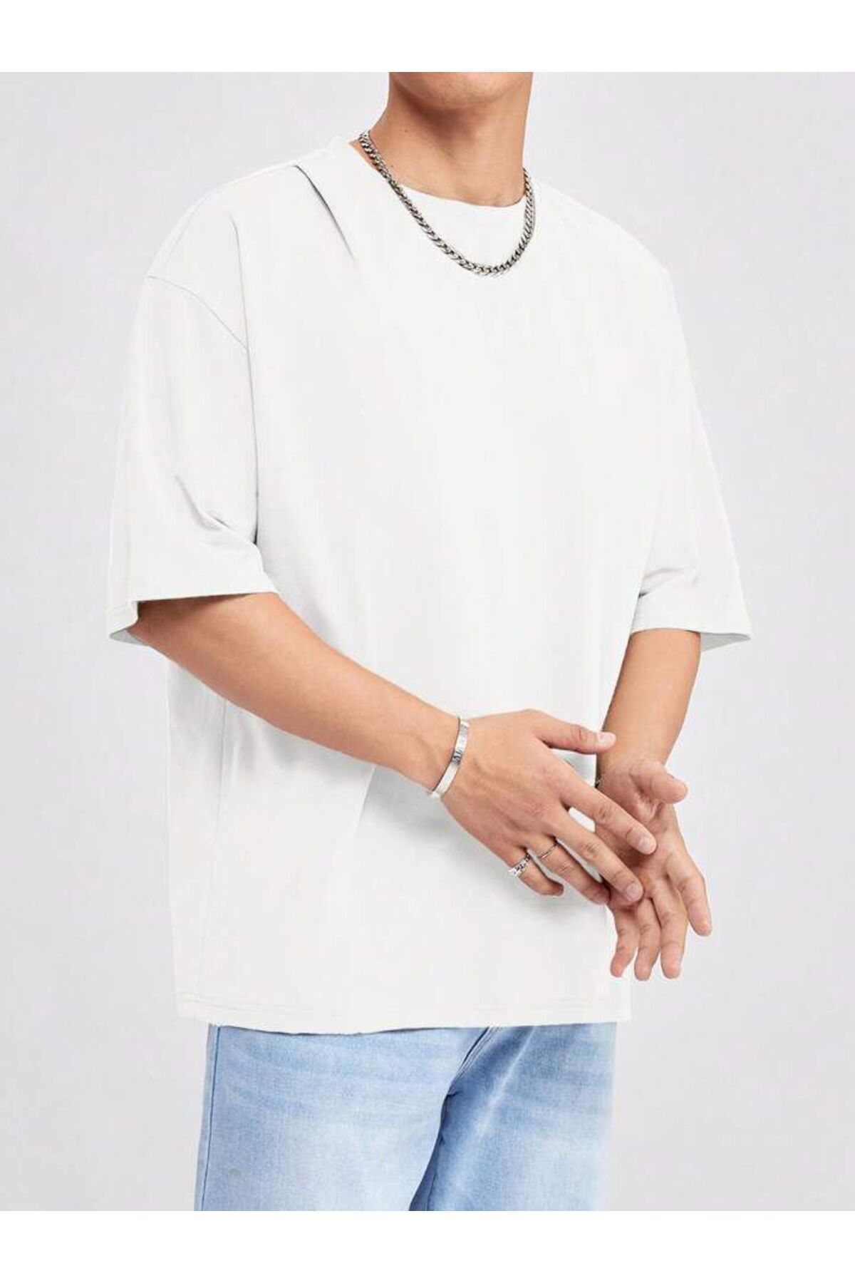 Erkek Giyim Rahat Kesim  Pamuklu Kısa Kol (Oversize) Tshirt