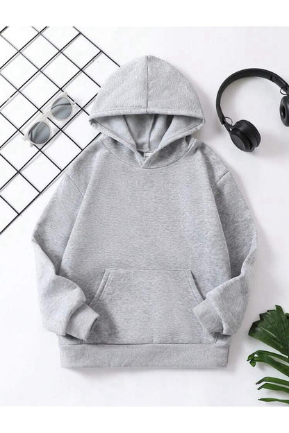 Kapüşonlu Sweatshirt Düz Baskısız ( Soft ) Geniş Kalıp