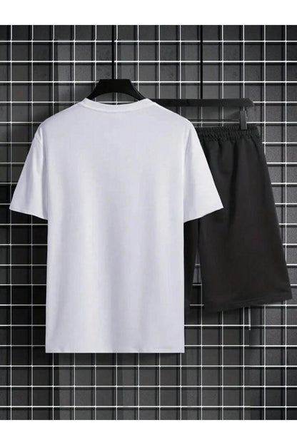 Erkek Siyah CALİFORNİA Baskılı Oversize T-shirt Şort TAKIMI
