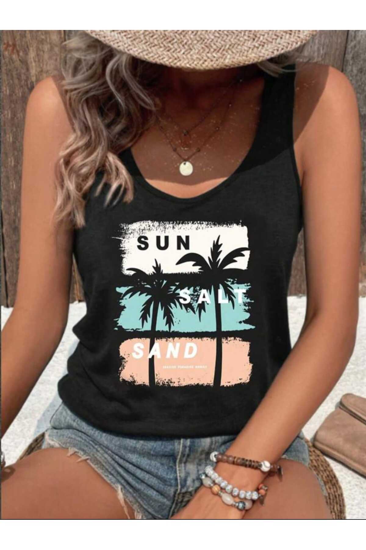 Omuzu Açık MİX Kadın Pamuklu Kolsuz Yazlık T-shirt Atlet