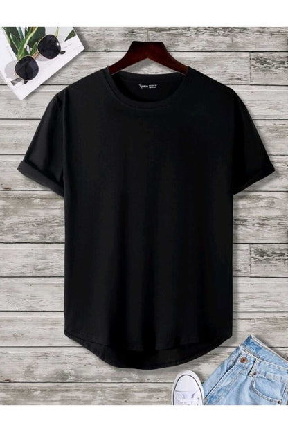 Düz Baskısız Oval Etek Pamuklu Yazlık Unisex Tshirt