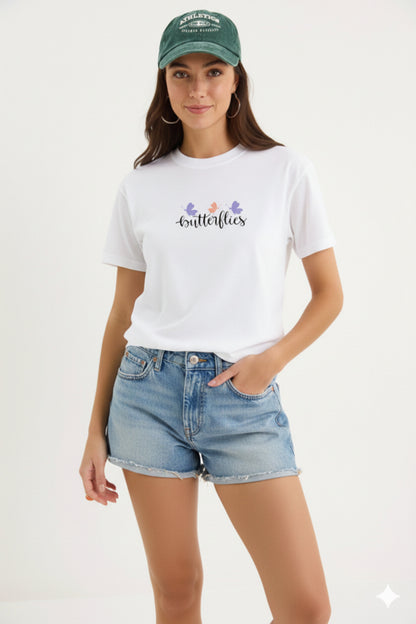 Butterflies Yeni Basklı Kadın T-Shirt