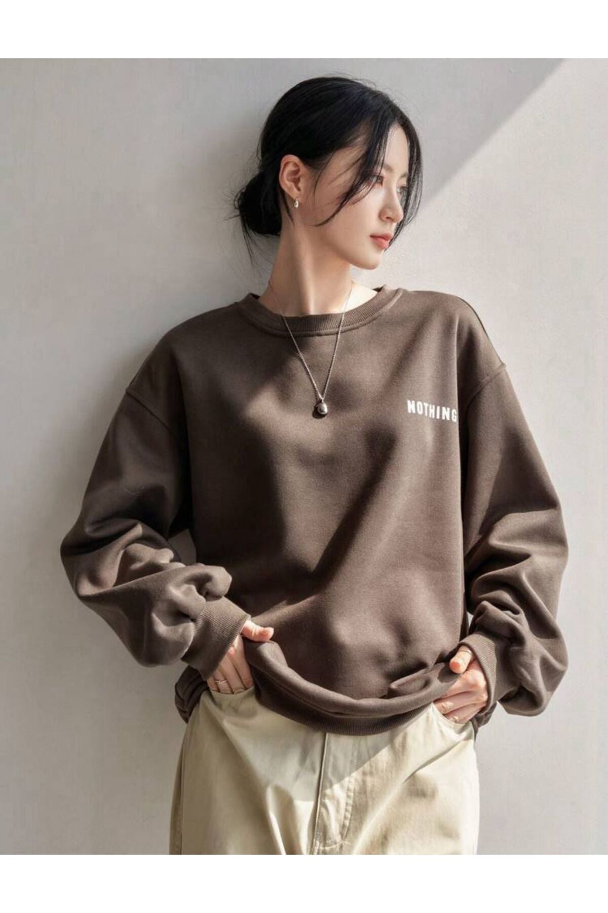 NOTHİNG Baskılı Oversize Sweatshirt