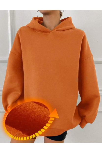 Kapüşonlu Düz Baskısız Giy Çık Oversize Kalıp Sweatshirt