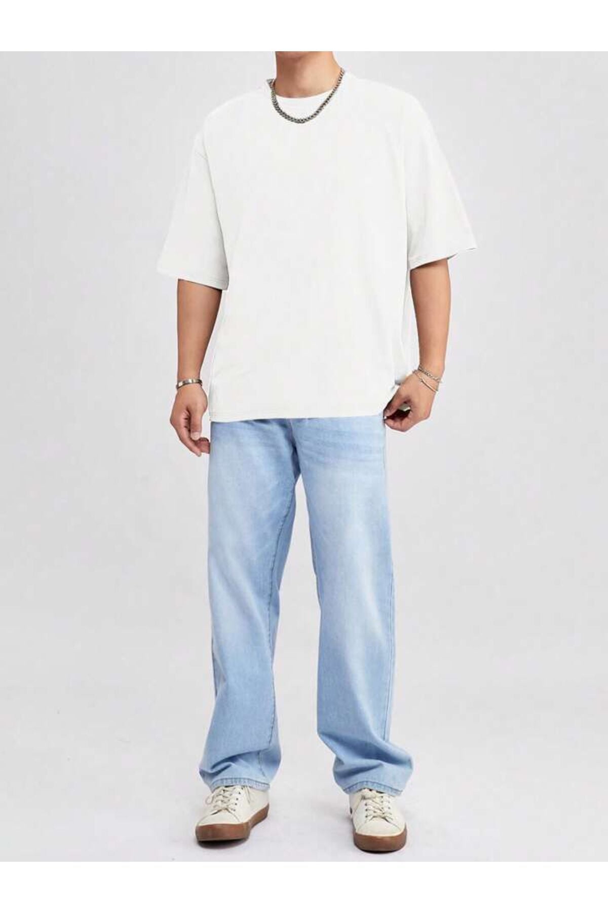 Erkek Giyim Rahat Kesim  Pamuklu Kısa Kol (Oversize) Tshirt