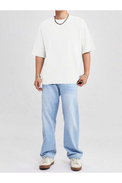 Erkek Giyim Rahat Kesim  Pamuklu Kısa Kol (Oversize) Tshirt