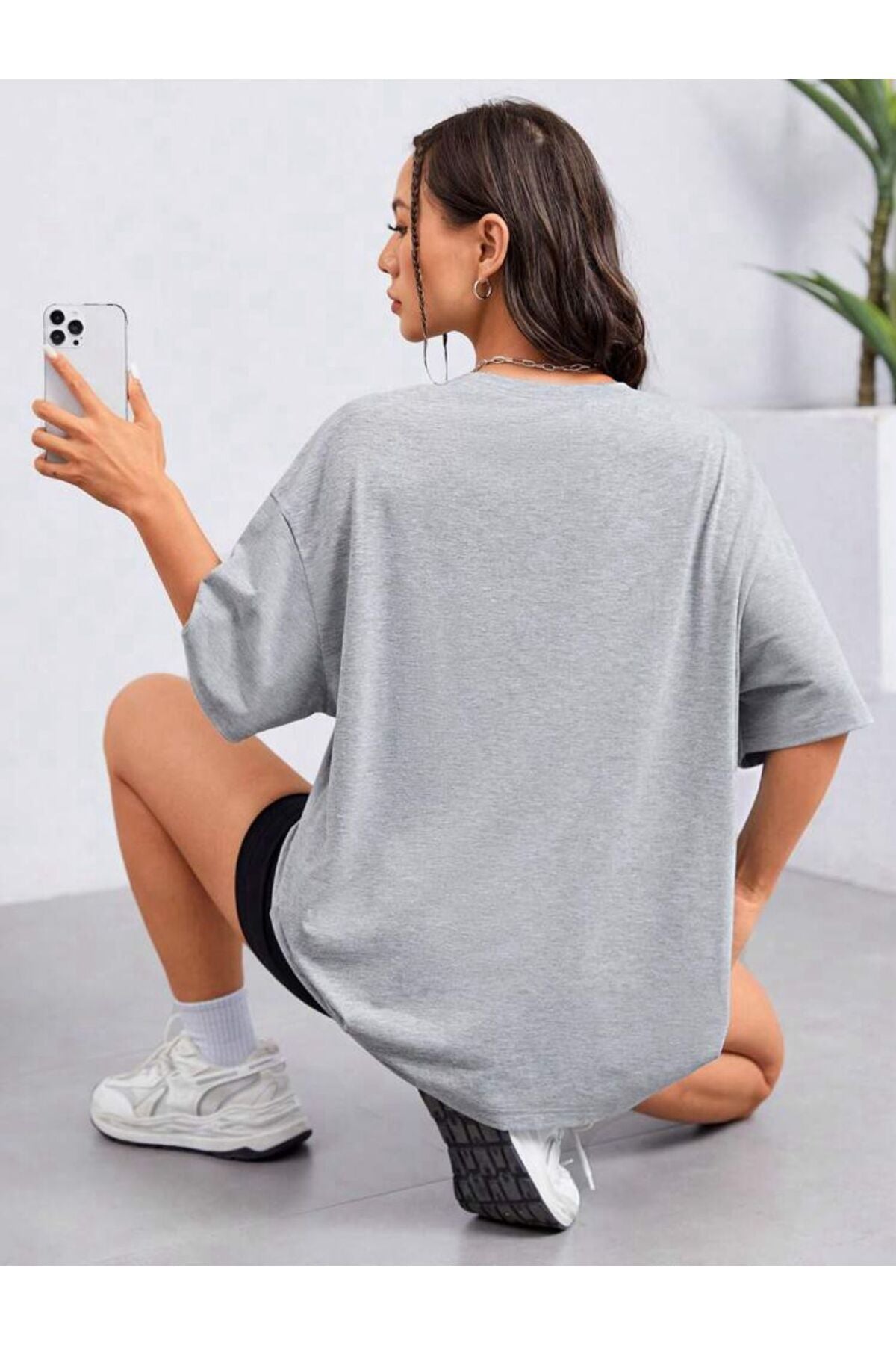 Çiçek Baskılı Unisex Oversize Tshirt